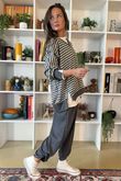 The Sunday Morning Stripe V Slouch Sweatshirt Greys Melange